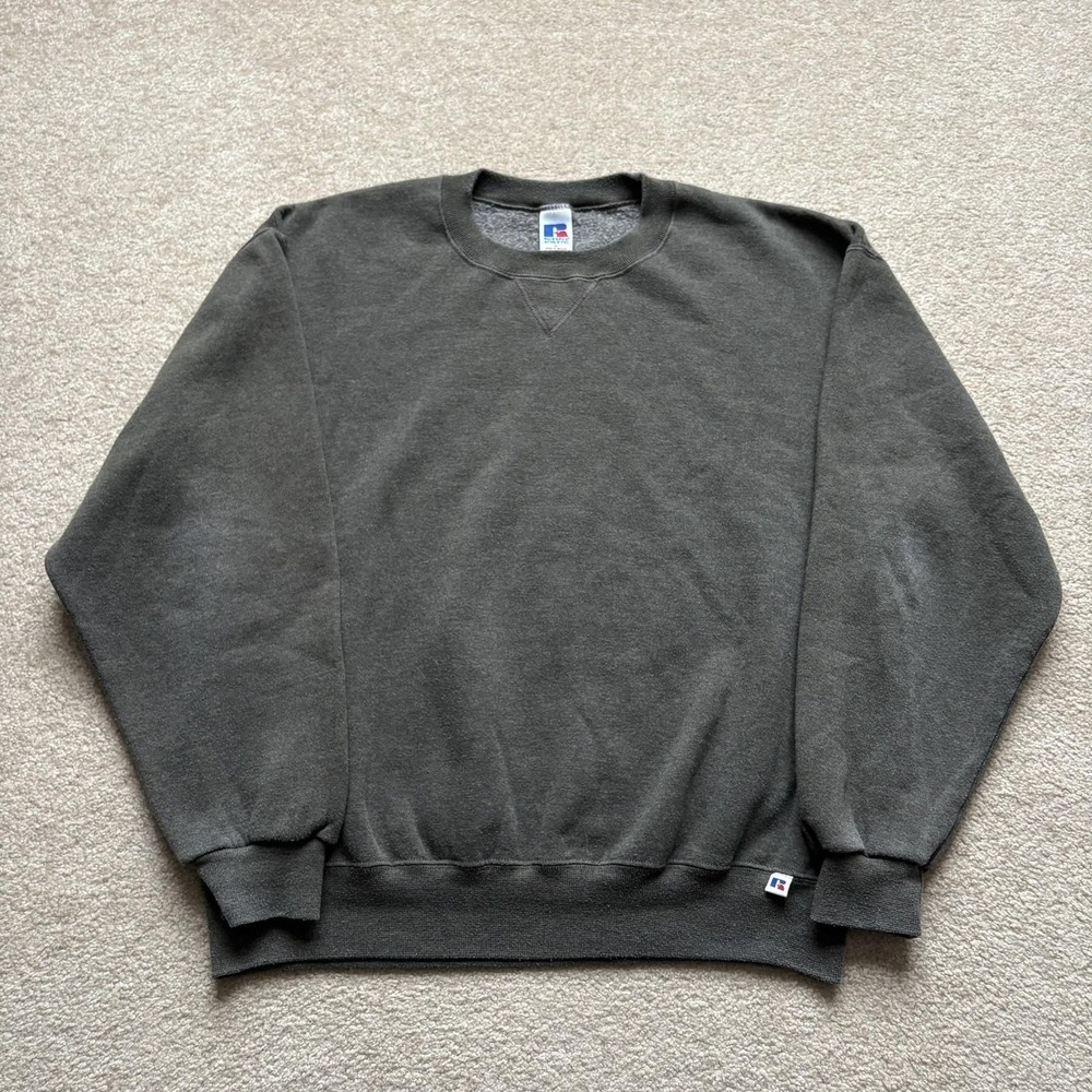 Vtg Russell Athletic‎ Sweatshirt Mens Large Sage Green Crewneck Fleece Pullover